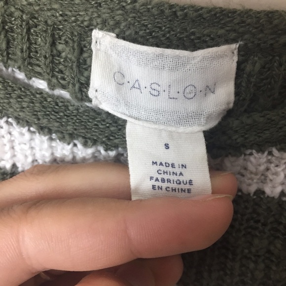 [Caslon] Olive Green & White Striped Sweater - Picture 5 of 8